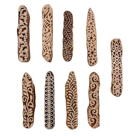 Set of 9 Piece New Mix Wooden Printing Blocks